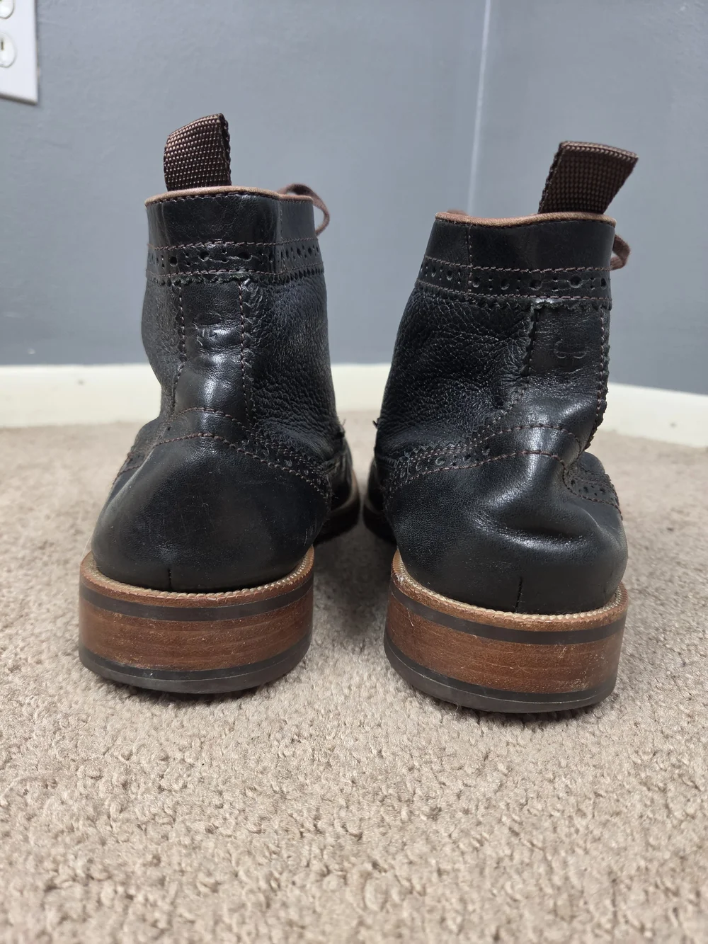 Classic Men's Leather Wingtip Boot in Dark Brown